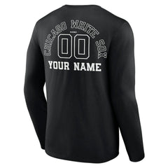 Chicago White Sox Monochrome Personalized Name & Number Long Sleeve T-Shirt - Black