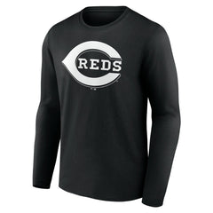 Cincinnati Reds Monochrome Personalized Name & Number Long Sleeve T-Shirt - Black