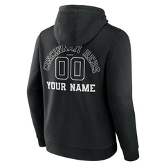 Cincinnati Reds Monochrome Personalized Name & Number Pullover Hoodie - Black