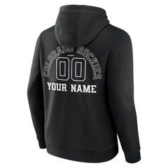 Colorado Rockies Monochrome Personalized Name & Number Pullover Hoodie - Black