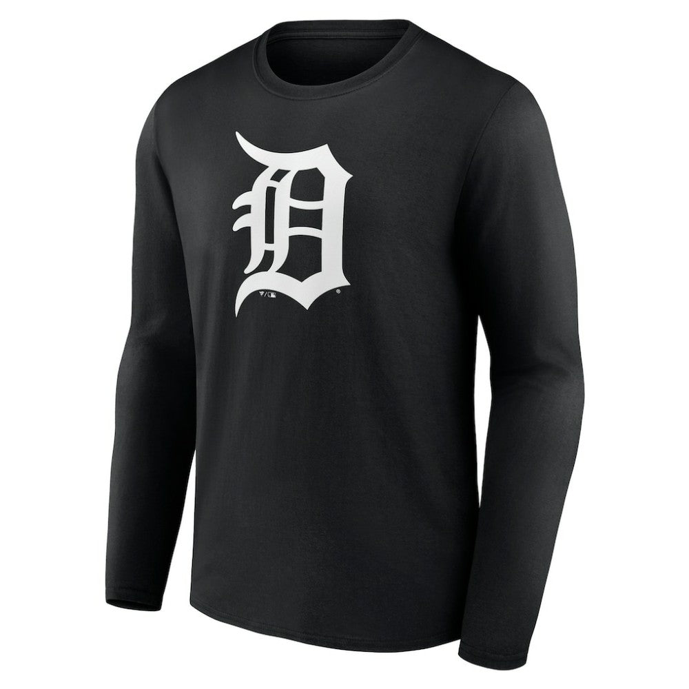 Detroit Tigers Monochrome Personalized Name & Number Long Sleeve T-Shirt - Black