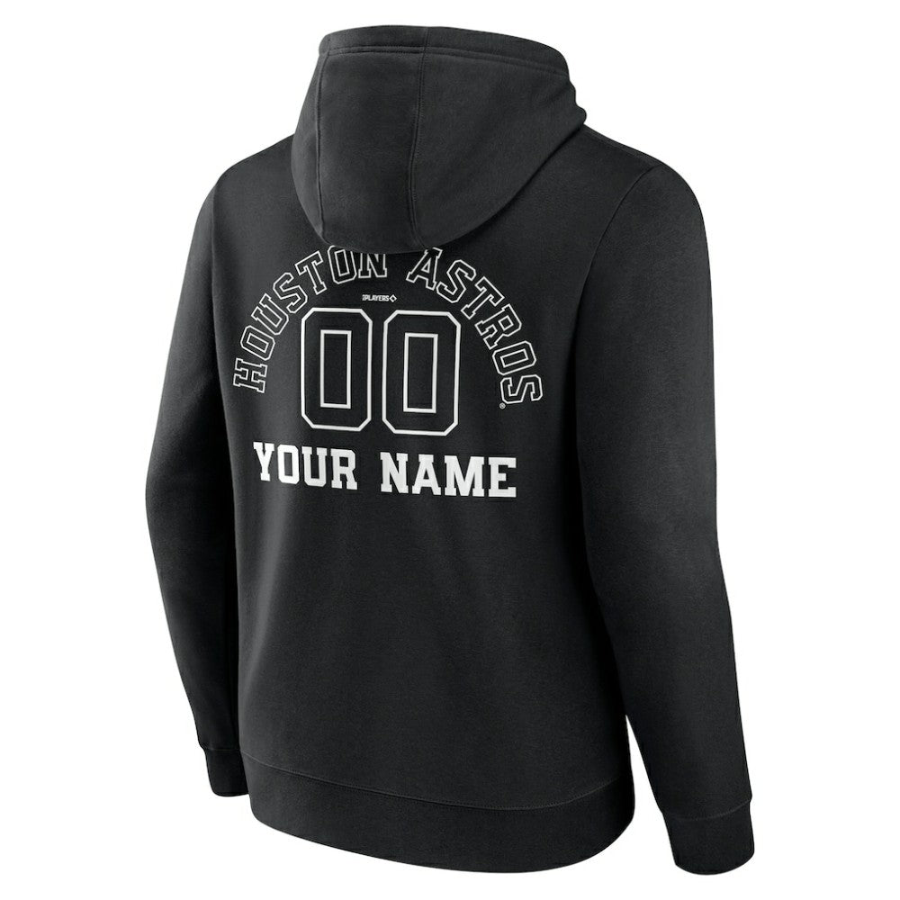 Houston Astros Monochrome Personalized Name & Number Pullover Hoodie - Black