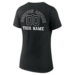 Houston Astros Women's Monochrome Personalized Name & Number V-Neck T-Shirt - Black
