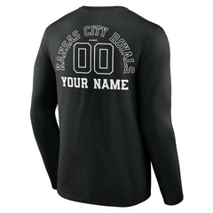 Kansas City Royals Monochrome Personalized Name & Number Long Sleeve T-Shirt - Black