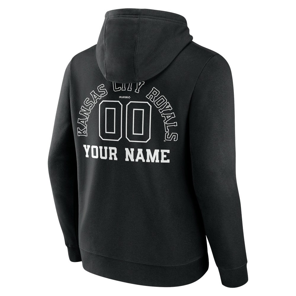Kansas City Royals Monochrome Personalized Name & Number Pullover Hoodie - Black