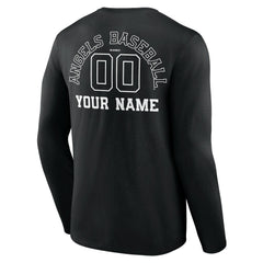 Los Angeles Angels Monochrome Personalized Name & Number Long Sleeve T-Shirt - Black
