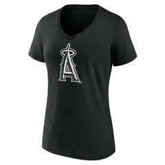 Los Angeles Angels Women's Monochrome Personalized Name & Number V-Neck T-Shirt - Black
