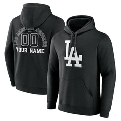 Los Angeles Dodgers Monochrome Personalized Name & Number Pullover Hoodie - Black