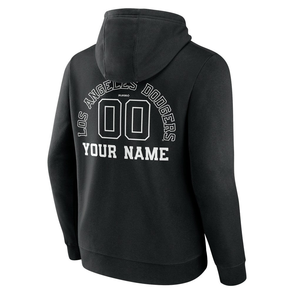 Los Angeles Dodgers Monochrome Personalized Name & Number Pullover Hoodie - Black