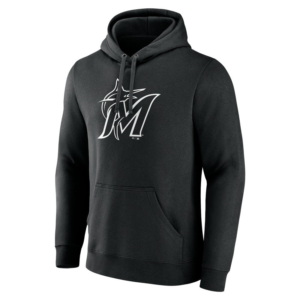 Miami Marlins Monochrome Personalized Name & Number Pullover Hoodie - Black