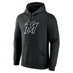 Miami Marlins Monochrome Personalized Name & Number Pullover Hoodie - Black