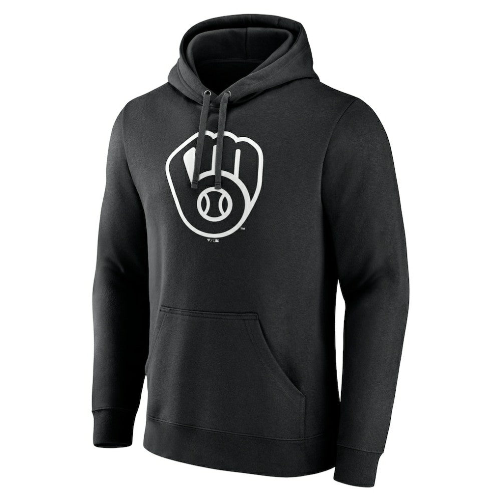 Milwaukee Brewers Monochrome Personalized Name & Number Pullover Hoodie - Black