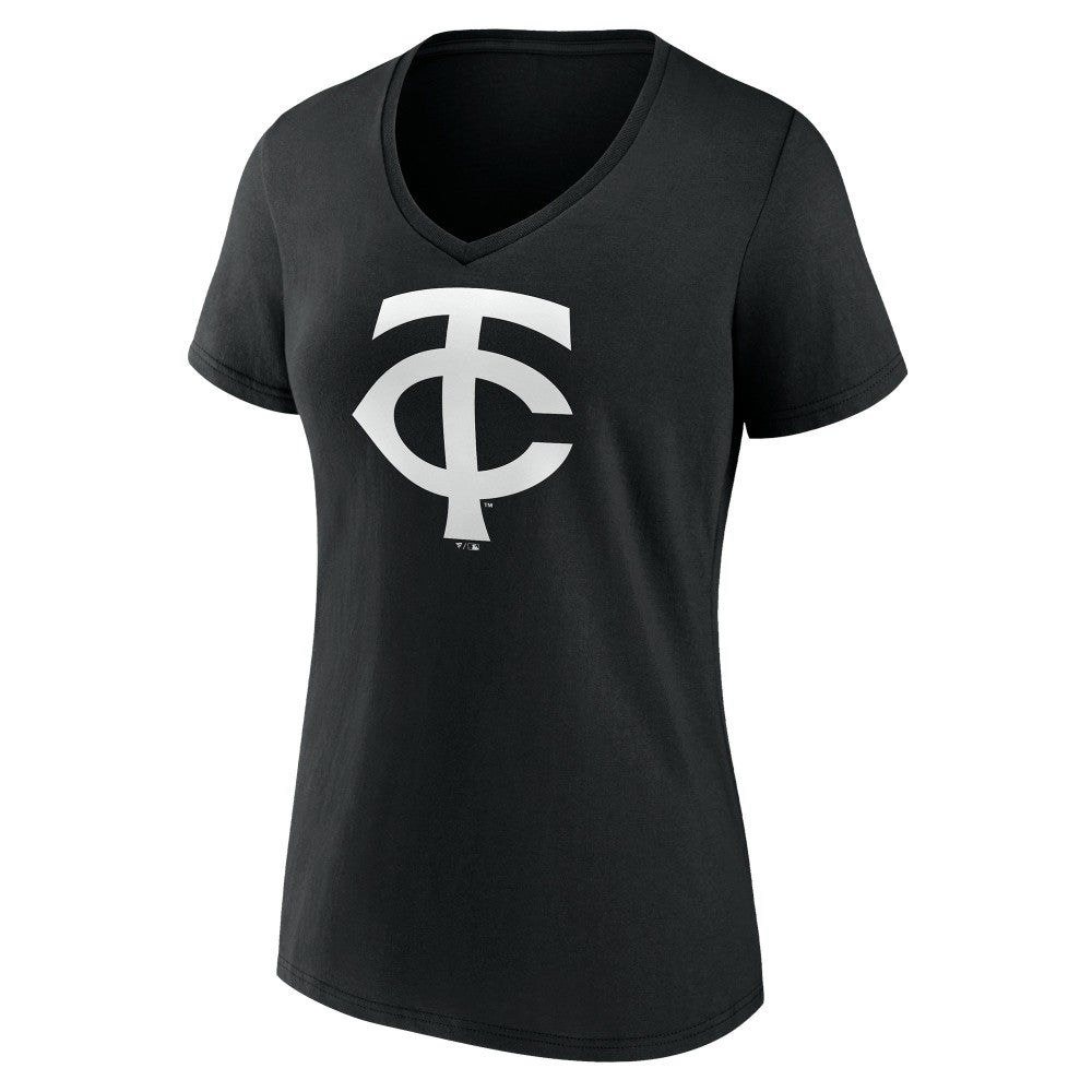 Minnesota Twins Women's Monochrome Personalized Name & Number V-Neck T-Shirt - Black