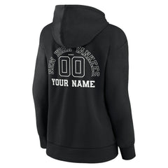 New York Yankees Women's Monochrome Personalized Name & Number Pullover Hoodie - Black