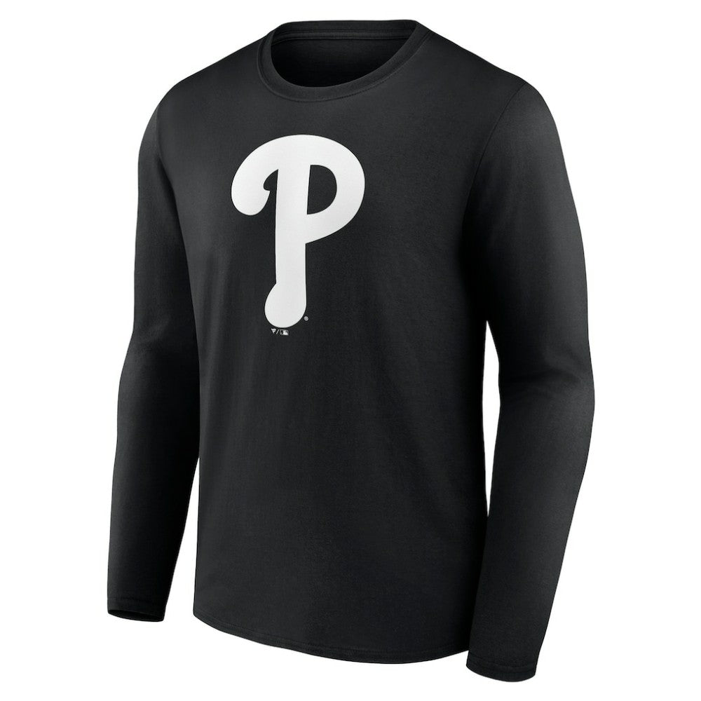 Philadelphia Phillies Monochrome Personalized Name & Number Long Sleeve T-Shirt - Black