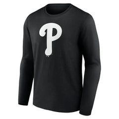 Philadelphia Phillies Monochrome Personalized Name & Number Long Sleeve T-Shirt - Black