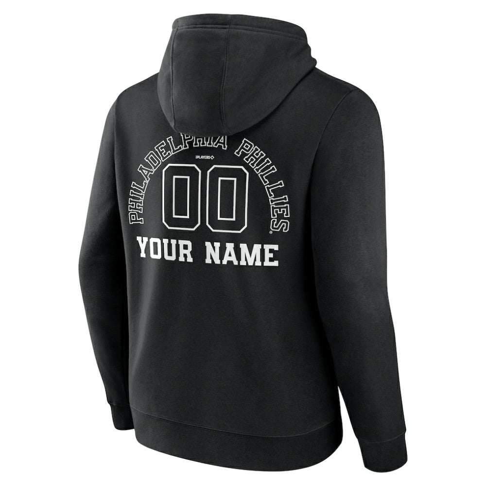 Philadelphia Phillies Monochrome Personalized Name & Number Pullover Hoodie - Black