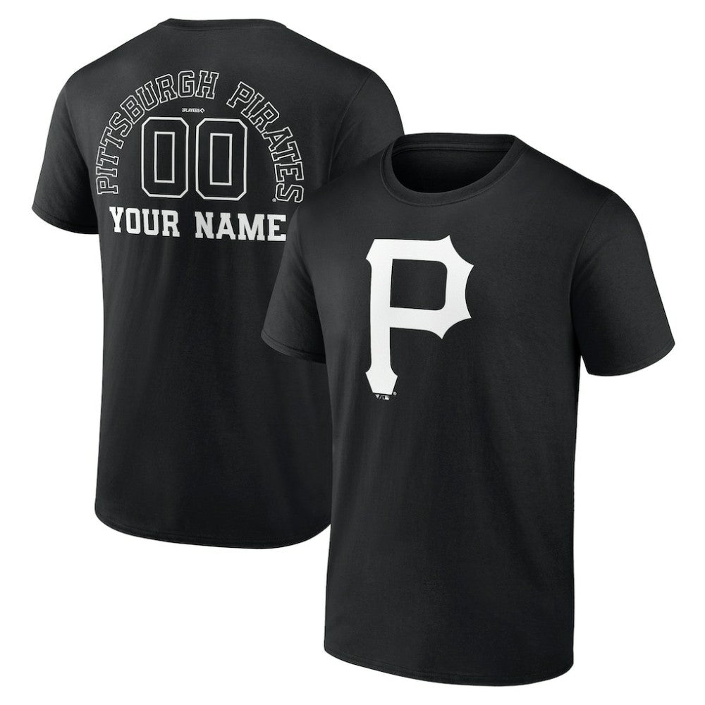 Pittsburgh Pirates Monochrome Personalized Name & Number T-Shirt - Black