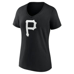 Pittsburgh Pirates Women's Monochrome Personalized Name & Number V-Neck T-Shirt - Black