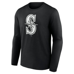 Seattle Mariners Monochrome Personalized Name & Number Long Sleeve T-Shirt - Black