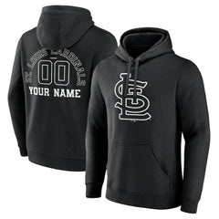 St. Louis Cardinals Monochrome Personalized Name & Number Pullover Hoodie - Black