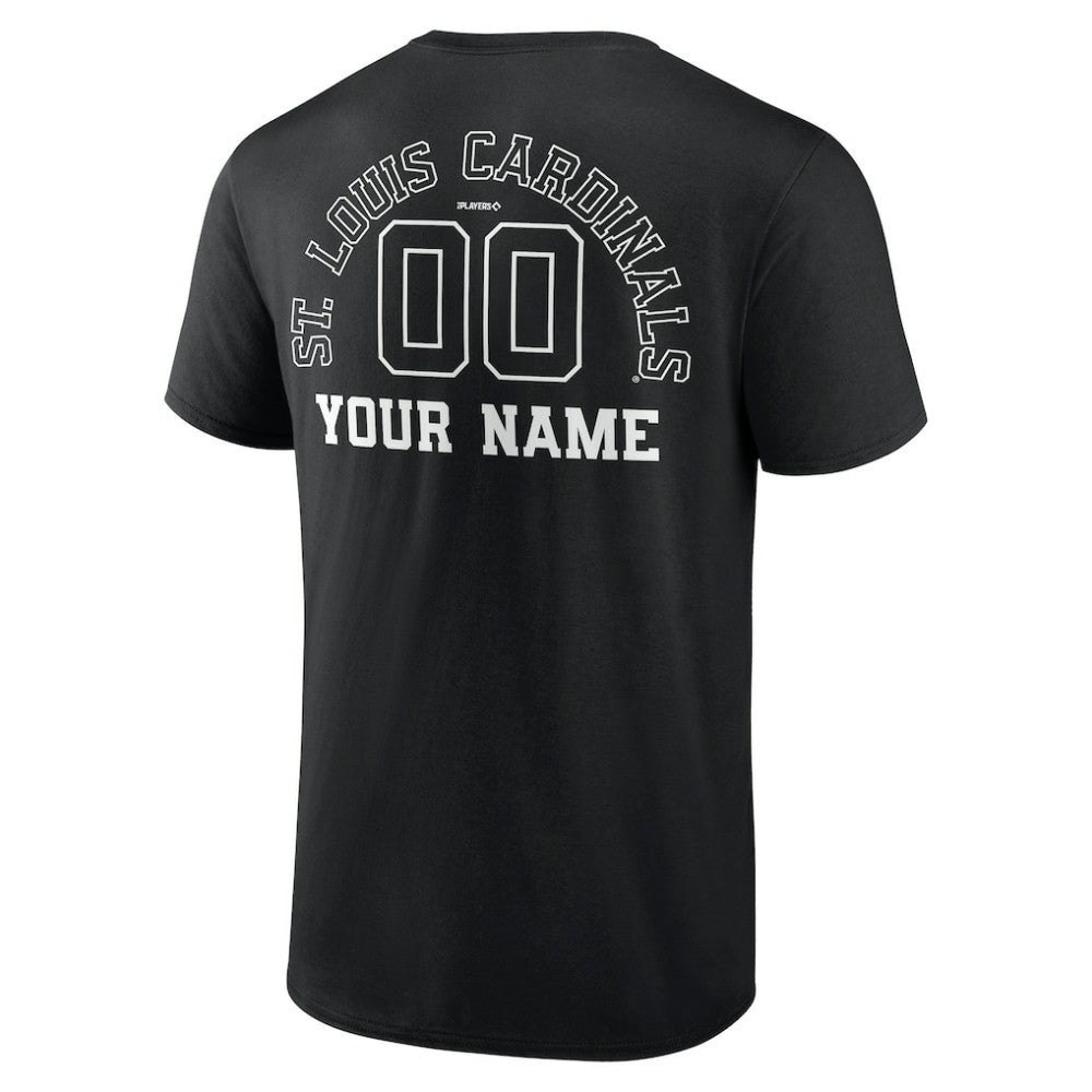 St. Louis Cardinals Monochrome Personalized Name & Number T-Shirt - Black