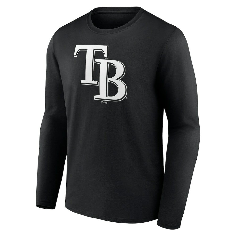 Tampa Bay Rays Monochrome Personalized Name & Number Long Sleeve T-Shirt - Black
