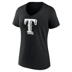 Texas Rangers Women's Monochrome Personalized Name & Number V-Neck T-Shirt - Black