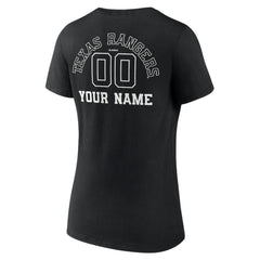 Texas Rangers Women's Monochrome Personalized Name & Number V-Neck T-Shirt - Black