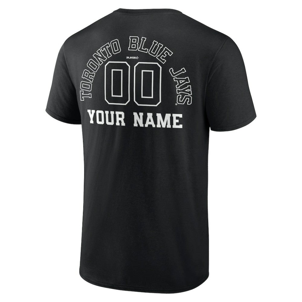 Toronto Blue Jays Monochrome Personalized Name & Number T-Shirt - Black