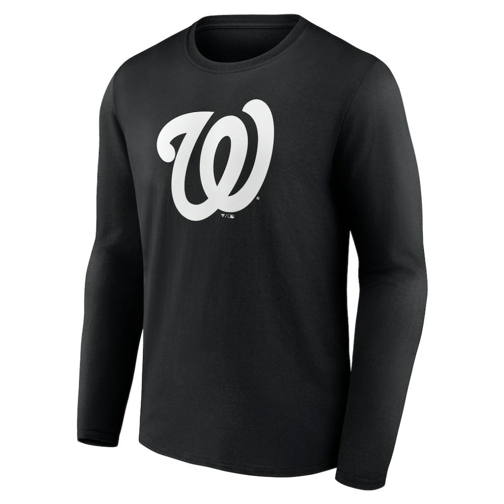 Washington Nationals Monochrome Personalized Name & Number Long Sleeve T-Shirt - Black