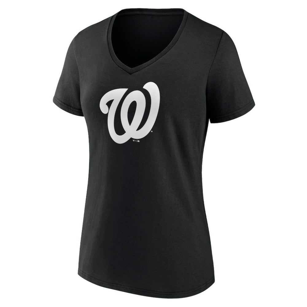 Washington Nationals Women's Monochrome Personalized Name & Number V-Neck T-Shirt - Black