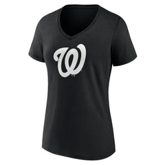 Washington Nationals Women's Monochrome Personalized Name & Number V-Neck T-Shirt - Black