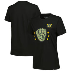 Milwaukee Brewers Women's Armed Forces Day T-Shirt - Black | New Era