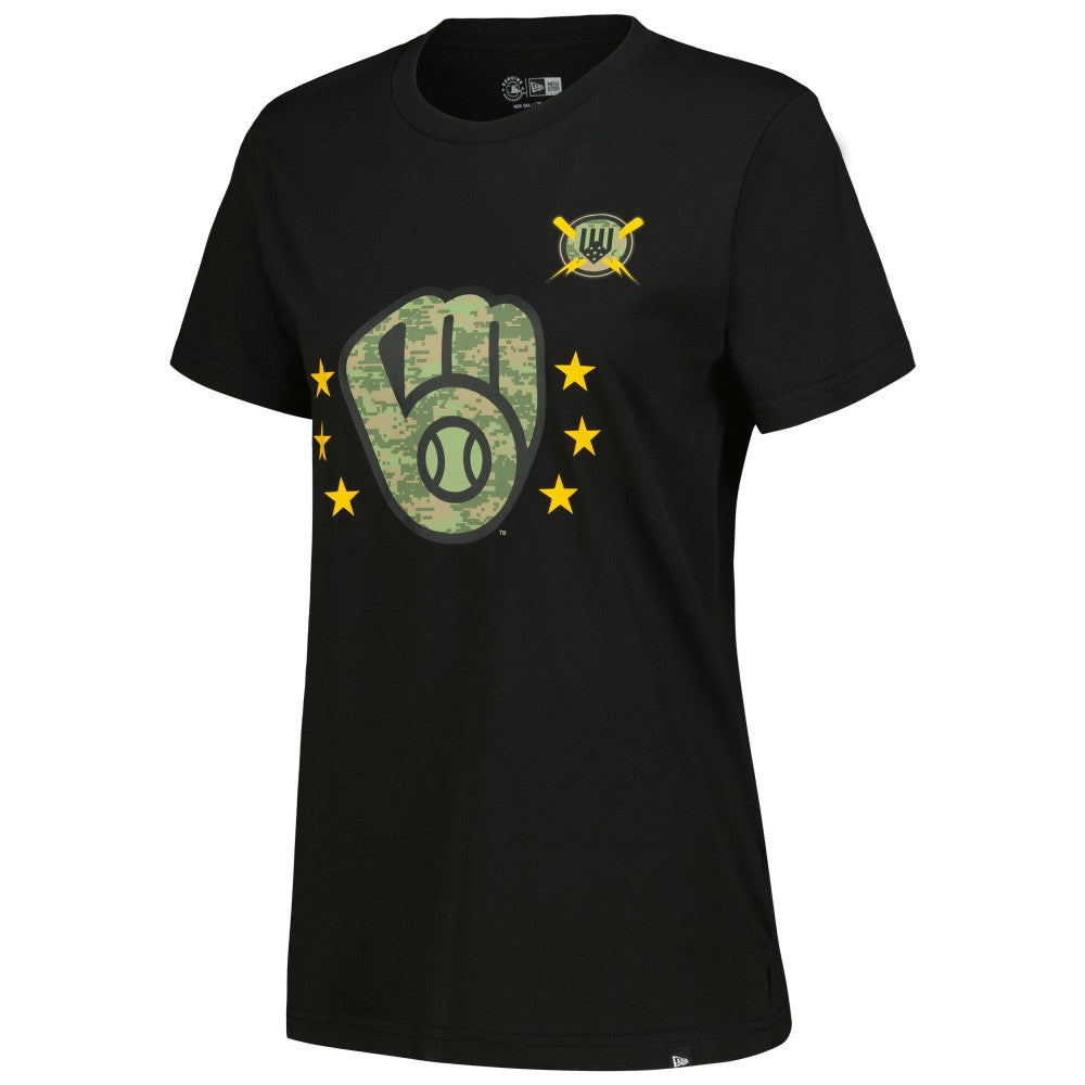 Milwaukee Brewers Women's Armed Forces Day T-Shirt - Black | New Era