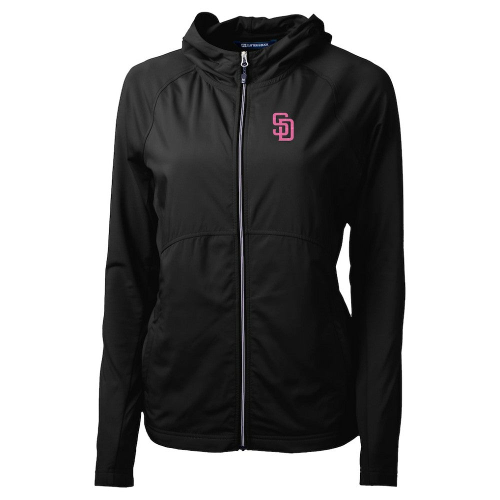 San Diego Padres Cutter & Buck Women's City Connect Adapt Eco Knit Hybrid Recycled Full-Zip Hoodie - Black