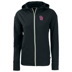 San Diego Padres Cutter & Buck Women's City Connect Daybreak Eco Recycled Full-Zip Hoodie - Black