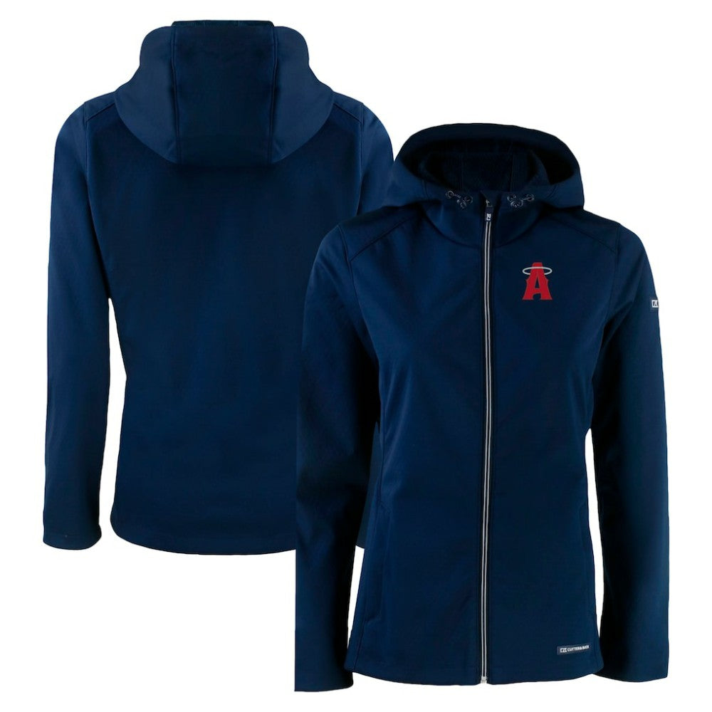 Los Angeles Angels Cutter & Buck Women's City Connect Evoke Eco Softshell Recycled Full-Zip Hoodie Jacket - Navy