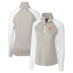 San Francisco Giants Cutter & Buck Women's City Connect Forge Tonal Stripe Stretch Half-Zip Pullover Top - White