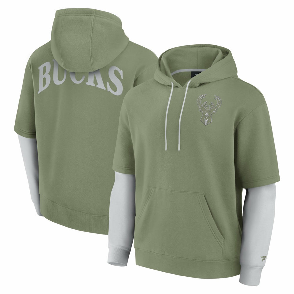 Milwaukee Bucks Elements Sleek Pullover Hoodie - Olive | Fanatics shop