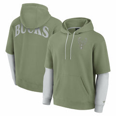 Milwaukee Bucks Elements Sleek Pullover Hoodie - Olive | Fanatics shop