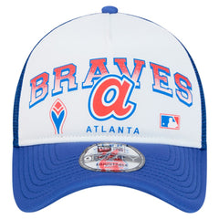Atlanta Braves Retro Wordmark 9FORTY A-Frame Trucker Adjustable Hat - White | New Era