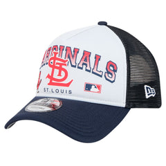 St. Louis Cardinals Retro Wordmark 9FORTY A-Frame Trucker Adjustable Hat - White | New Era