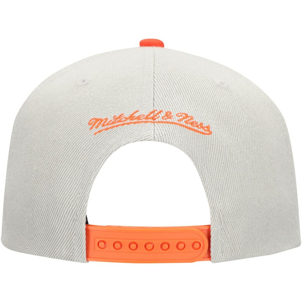 Houston Astros Knock Out Panel Snapback Hat - Gray/Orange | Mitchell & Ness