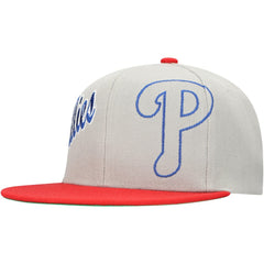 Philadelphia Phillies Knock Out Panel Snapback Hat - Gray | Mitchell & Ness