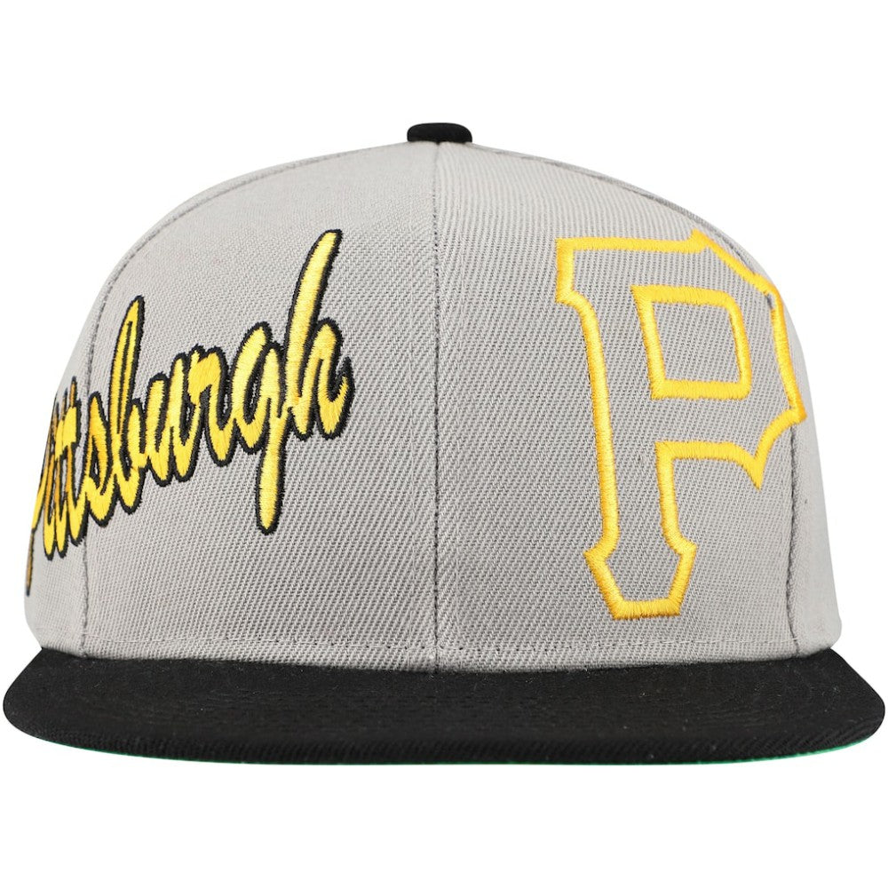 Pittsburgh Pirates Knock Out Panel Snapback Hat - Gray | Mitchell & Ness