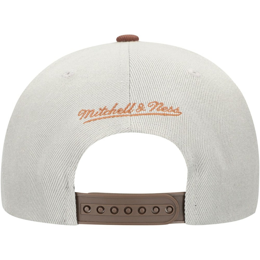 San Diego Padres Knock Out Panel Snapback Hat - Gray/Brown | Mitchell & Ness