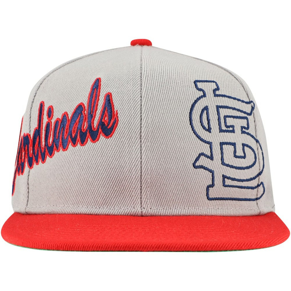 St. Louis Cardinals Knock Out Panel Snapback Hat - Gray | Mitchell & Ness