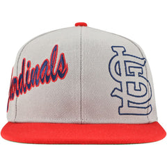 St. Louis Cardinals Knock Out Panel Snapback Hat - Gray | Mitchell & Ness