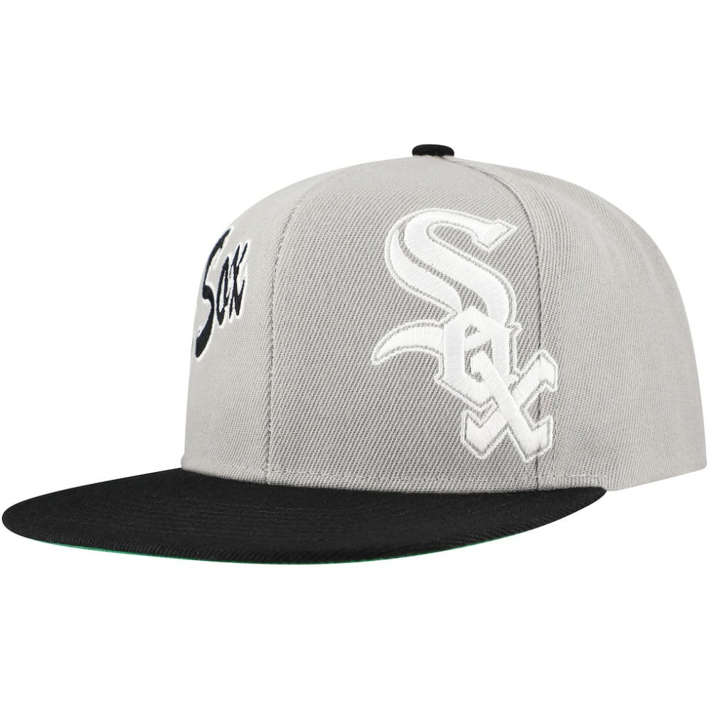 Chicago White Sox Knock Out Panel Snapback Hat - Gray | Mitchell & Ness